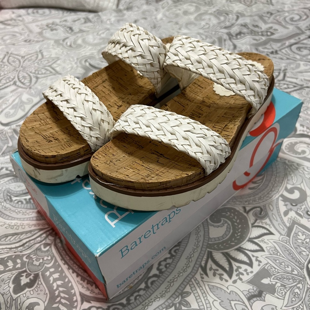 BareTraps White Woven Sandals